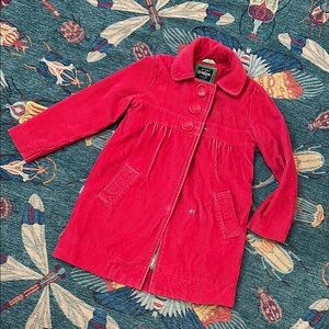 Mini Boden Girls' Red Corduroy Button Coat 7-8